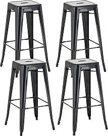 TPFLiving 4er Set Barhocker Joy Metall - Schwarz