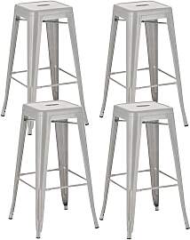TPFLiving 4er Set Barhocker Joy Metall - Silber