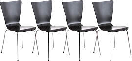 TPFLiving 4er Set Besucherstuhl Jaron mit Holzsitz 