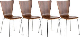 TPFLiving 4er Set Besucherstuhl Jaron mit Holzsitz 