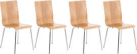 TPFLiving 4er Set Besucherstuhl Peppo mit Holzsitz 