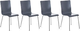TPFLiving 4er Set Besucherstuhl Peppo mit Holzsitz 