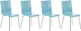 TPFLiving 4er Set Besucherstuhl Peppo mit Holzsitz 