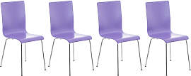 TPFLiving 4er Set Besucherstuhl Peppo mit Holzsitz 