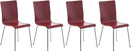 TPFLiving 4er Set Besucherstuhl Peppo mit Holzsitz 