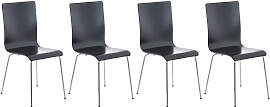TPFLiving 4er Set Besucherstuhl Peppo mit Holzsitz 