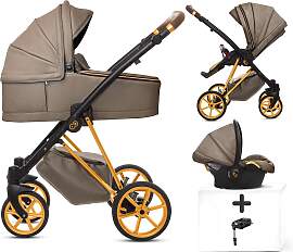 TPFLiving 4in1 Kinderwagen Royal Kunstleder - Gray 
