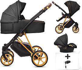 TPFLiving 4in1 Kinderwagen Royal Kunstleder - Onyx 