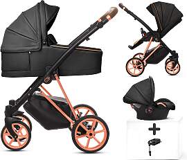 TPFLiving 4in1 Kinderwagen Royal Kunstleder - Onyx 