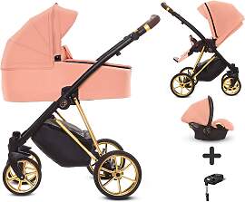 TPFLiving 4in1 Kinderwagen Ultra Stoff - Apricot / 