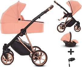 TPFLiving 4in1 Kinderwagen Ultra Stoff - Apricot / 