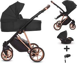 TPFLiving 4in1 Kinderwagen Ultra Stoff - Schwarz / 