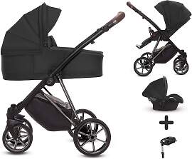 TPFLiving 4in1 Kinderwagen Ultra Stoff - Schwarz / 
