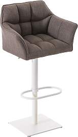 TPFLiving Barhocker Damaskus Gestell weiß Stoff - 