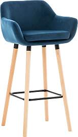 TPFLiving Barhocker Grande Gestell Holz Samt - Blau