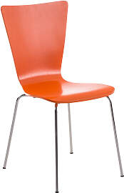 TPFLiving Besucherstuhl Jaron mit Holzsitz - Orange