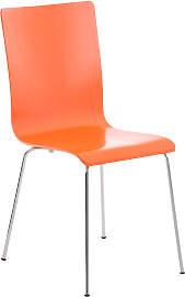 TPFLiving Besucherstuhl Peppo mit Holzsitz - Orange