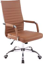 TPFLiving Bürostuhl Amadeus Kunstleder - Hellbraun