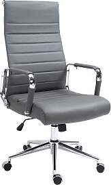 TPFLiving Bürostuhl Koro Echtleder - Grau