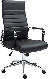 TPFLiving Bürostuhl Koro Echtleder - Schwarz