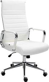 TPFLiving Bürostuhl Koro Echtleder - Weiß