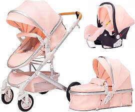 TPFLiving Kombi-Kinderwagen 3in1 Set - Modell Lux