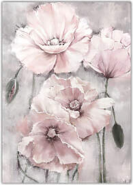 TPFLiving Luxus Poster Leinwand / Blumen in Rosa / 