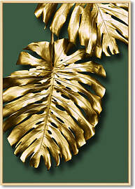TPFLiving Luxus Poster Leinwand - Goldene Blätter 