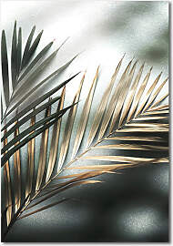 TPFLiving Luxus Poster Leinwand - Goldene Blätter 