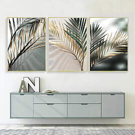TPFLiving Luxus Poster Leinwand - Goldene Blätter 