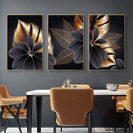 TPFLiving Luxus Poster Leinwand / Goldene und