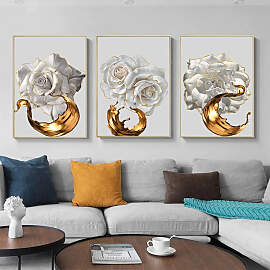 TPFLiving Luxus Poster Leinwand / Goldene und