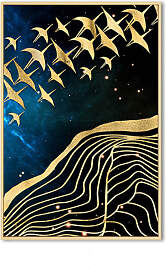 TPFLiving Luxus Poster Leinwand - Goldene Vögel