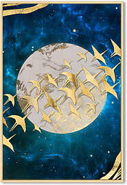 TPFLiving Luxus Poster Leinwand - Goldene Vögel