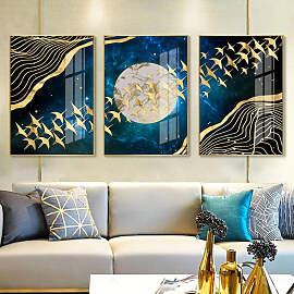 TPFLiving Luxus Poster Leinwand - Goldene Vögel