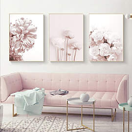 TPFLiving Luxus Poster Leinwand - Rosa Blumen und