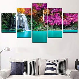 TPFLiving Poster Leinwand / 5 teiliges Wandbild -