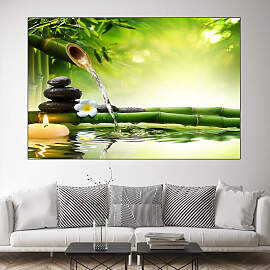 TPFLiving Poster Leinwand / Bambus, Buddha, Zen,