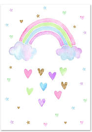 TPFLiving Poster Leinwand / Einhorn, Regenbogen,