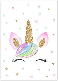 TPFLiving Poster Leinwand / Einhorn, Regenbogen,