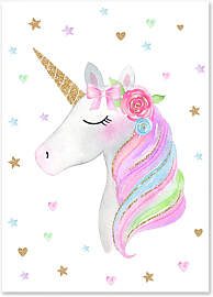 TPFLiving Poster Leinwand / Einhorn, Regenbogen,