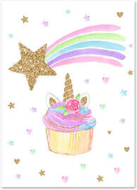 TPFLiving Poster Leinwand / Einhorn, Regenbogen,