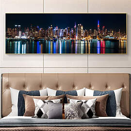 TPFLiving Poster Leinwand / New York Skyline bei