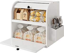 TQVAI Brotkasten Holz, Bambus Brotbehälter mit 2