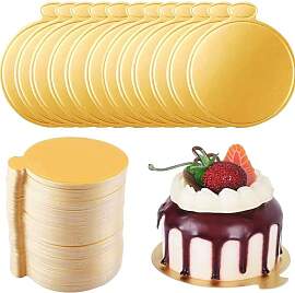 trabag 100 Stück Cakeboard Rund, 9cm Tortenboden, 