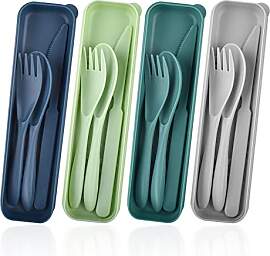 Tragbares Besteck-Set mit Etui, 4 Sets