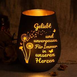 Trauerlicht Windlicht mit Gravur Geliebt und