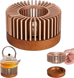 Trendecor Stövchen für Teekanne mit Holzsockel,
