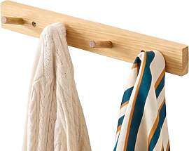TREOAKWIS Garderobenhaken Holz, Garderobenleiste