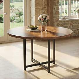 Tribesigns 120cm Runder Esstisch - Industrieller